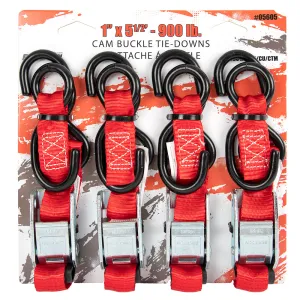 4-Pack 900lb Cam Buckle Tie Downs
